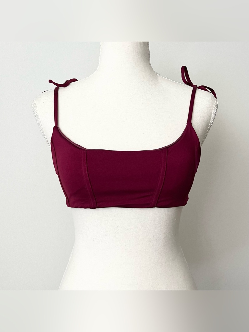 NWT Agua Bendita Genoveva Leva Bikini Top Swimsuit Size S Burgundy Beach Pool
